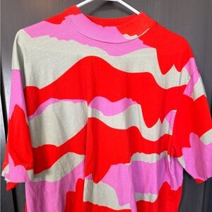 FARM RIO Red, Pink & Cream Abstract Tee